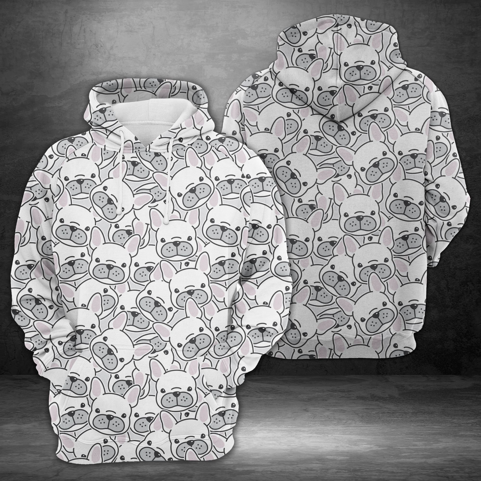 Dog French Bulldog Puppy Face Cute Design 3D Printed Sublimation Hoodie Hooded Sweatshirt Comfy Soft And Warm For Men Women S to 5XL CTC1701524