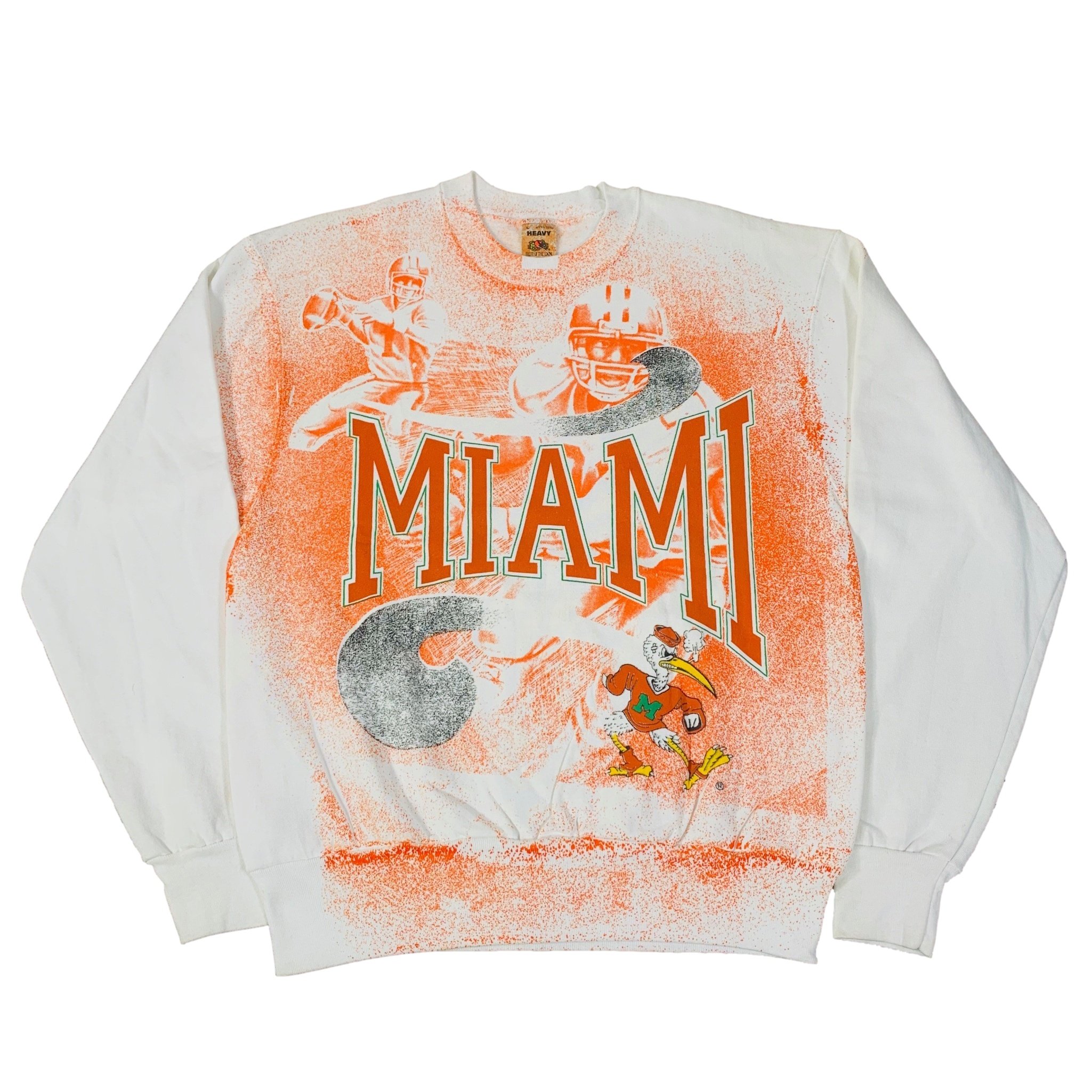 Vintage University Of Miami “Hurricanes” All Over Print Crewneck Sweatshirt