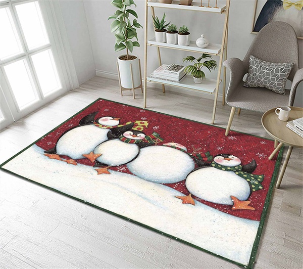 Christmas Snowman And Penguin Playing 2 Dhcld2110Mt Rug