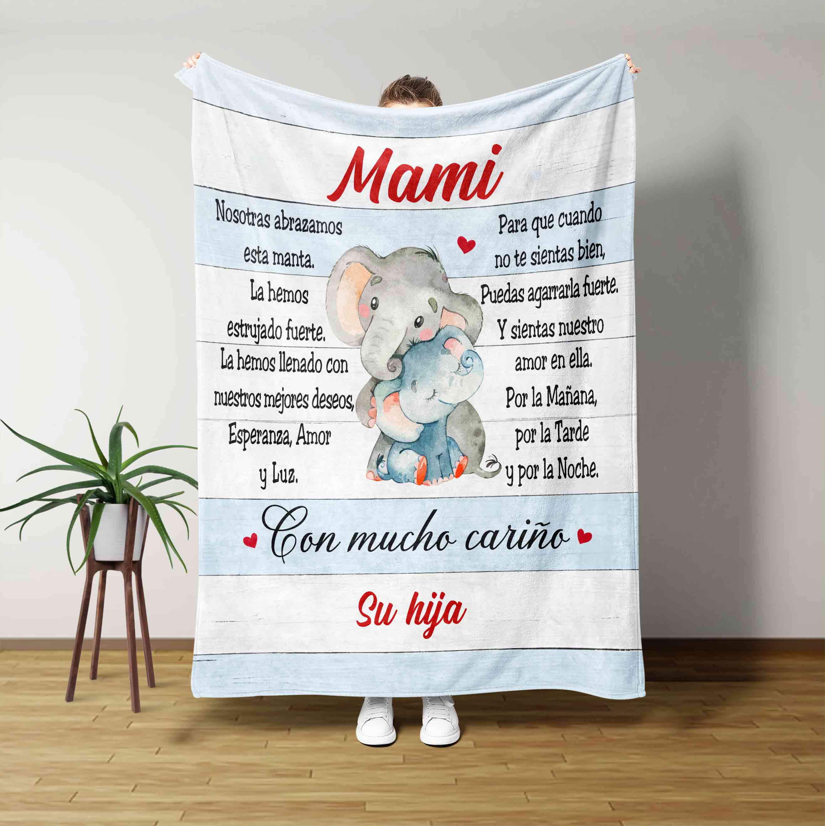 Personalized Name Blanket, Elephant Blanket, Family Blanket, Gift Blanket