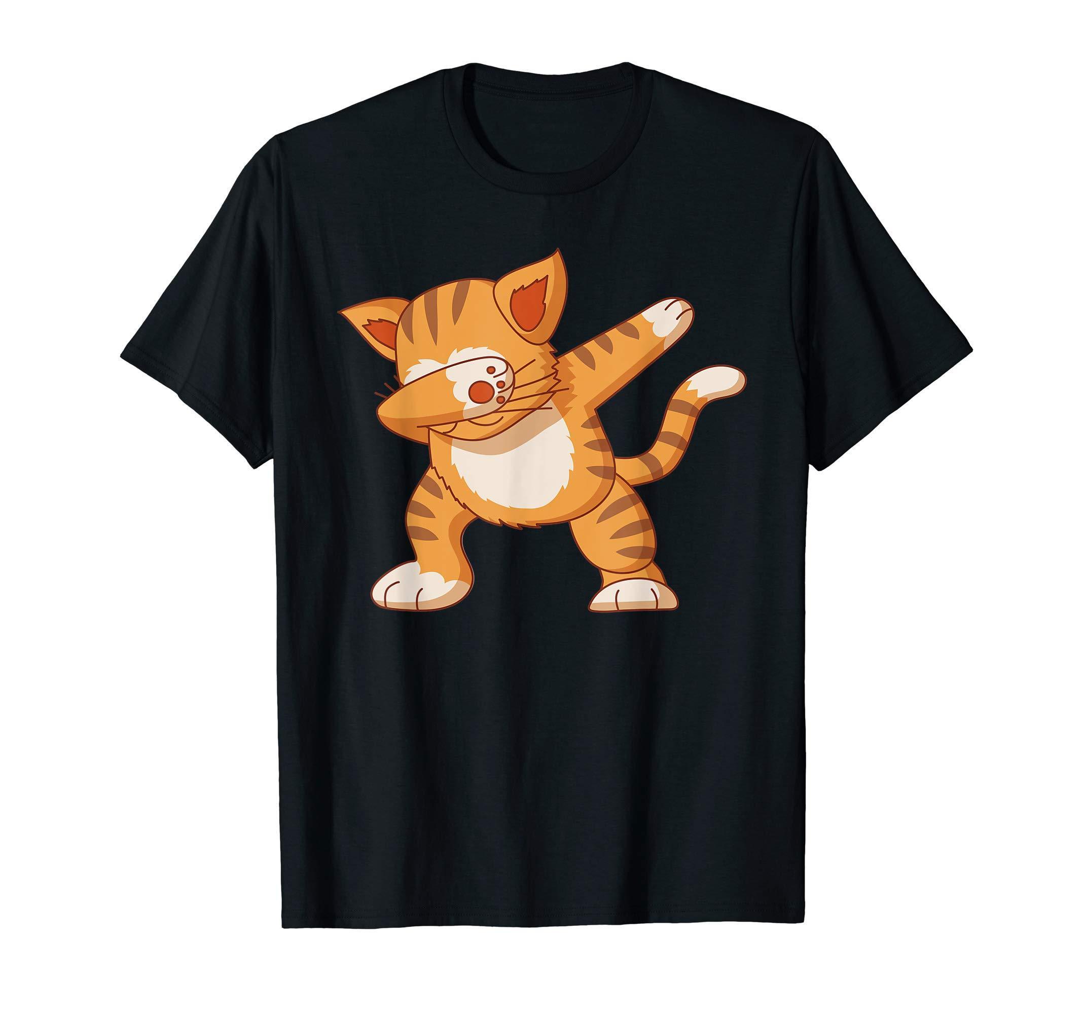 Dabbing Cat Ginger Orange Stripy Kitten Dancing T-Shirt