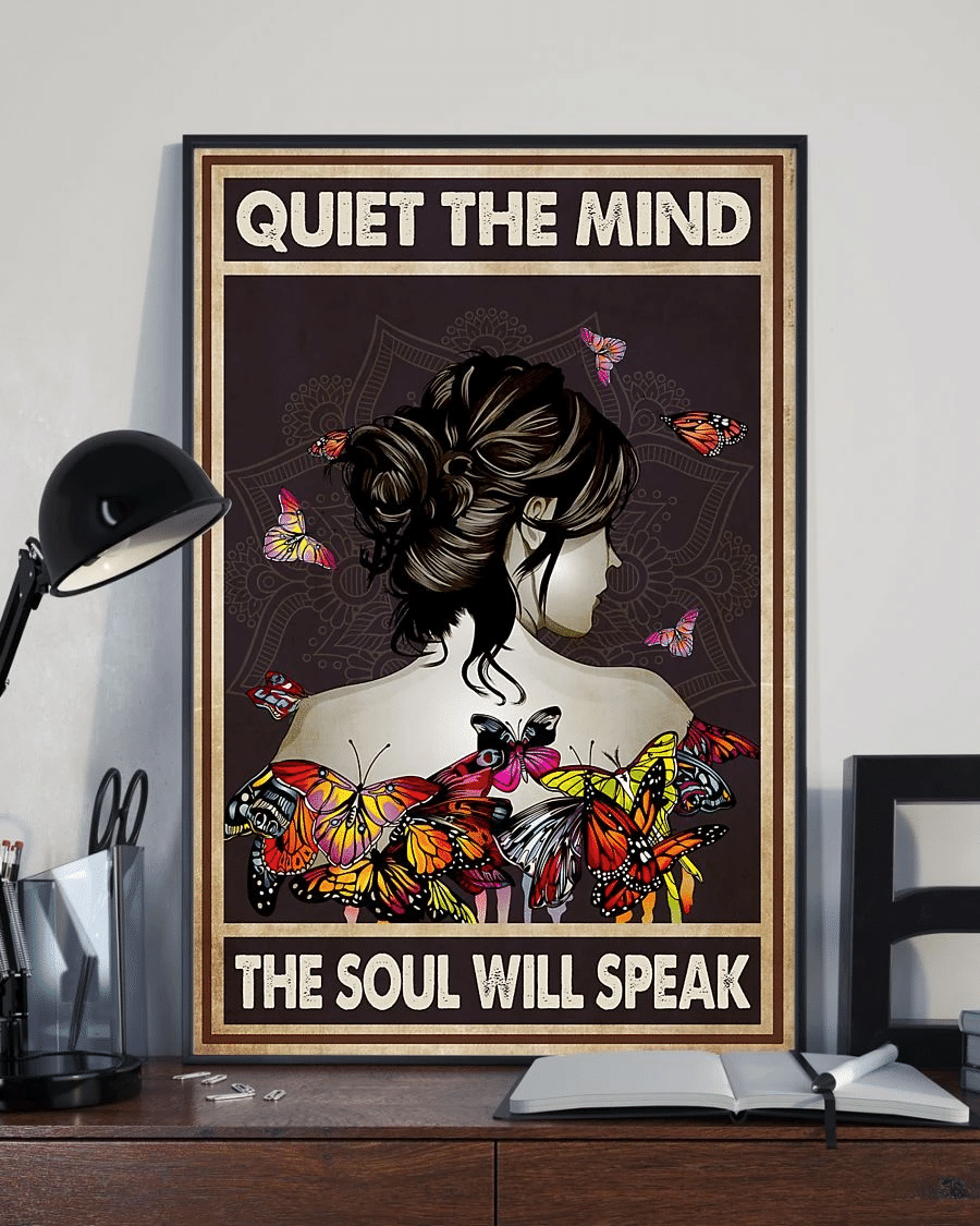 Butterfly Girl Poster Canvas – Quite The Mind The Soul Will Speak Vintage Home Decor Wall Art Evg80591