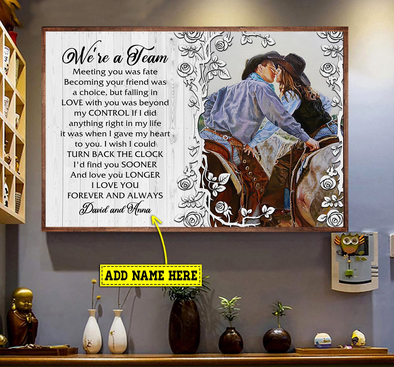 Valentine’S Day Personalized Cowboy Poster/Canvas, I’D Find You Sooner Love You Longer Love You Forever Always, Rodeo Canvas Wall Art, Poster Gift For Rodeo Lovers