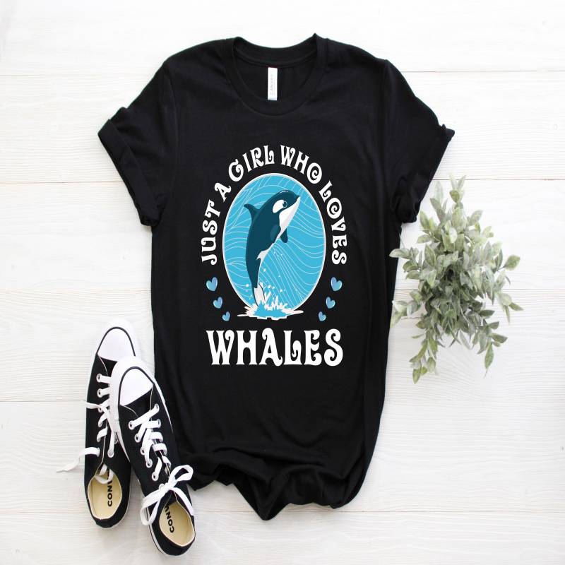 Crushtee Just a Girl Who Loves Whales T Shirt, Funny Whale Shirts, Cute Whale Tee, Whale Lover Gift TShirt, Birthday, Girls Whale Shirt, Kids, Long Sleeve Hoodie