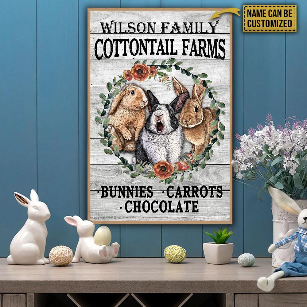 Aeticon Gifts Personalized Rabbit Cottontail Farms Canvas Mom Dad Gift Home Decor