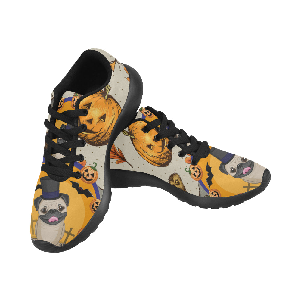 Pug Halloween Black Sneakers for Women