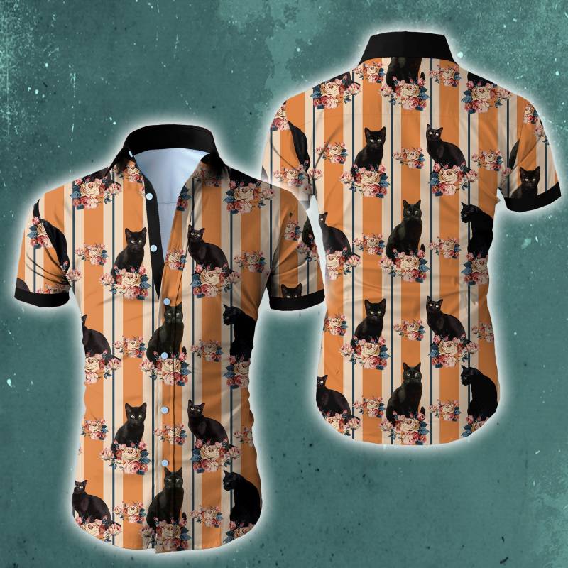 Wozoro Black Cat Hawaii Shirt Ha47822