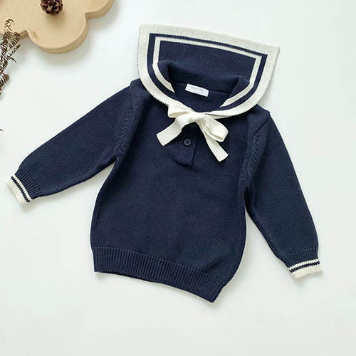 Children Navy Collar Sweater College Style Pullover Sweater Autumn Winter Baby Girls Sweater Kids Knitting Pullovers Tops alx