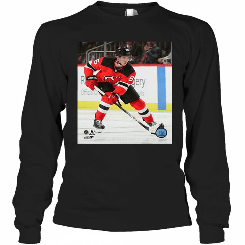 Jack Hughes New Jersey Devils in Action Long Sleeve T-Shirt