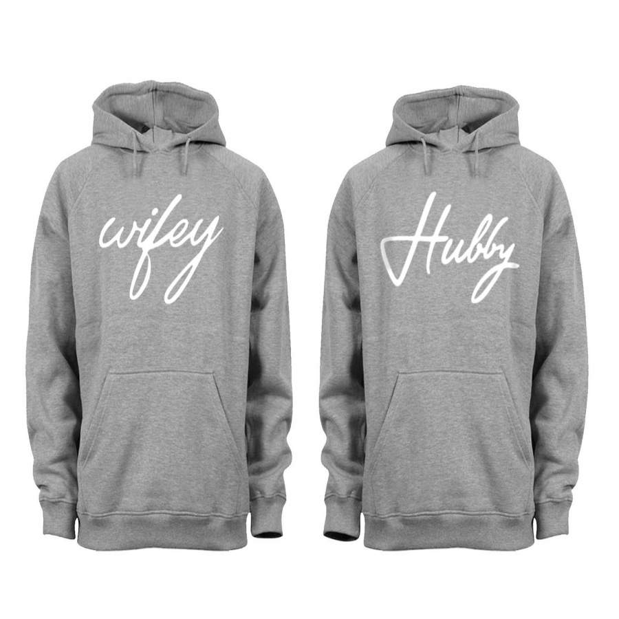 XtraFly Apparel Wifey Hubby Valentine’s Matching Couples Hooded-Sweatshirt Pullover Hoodie