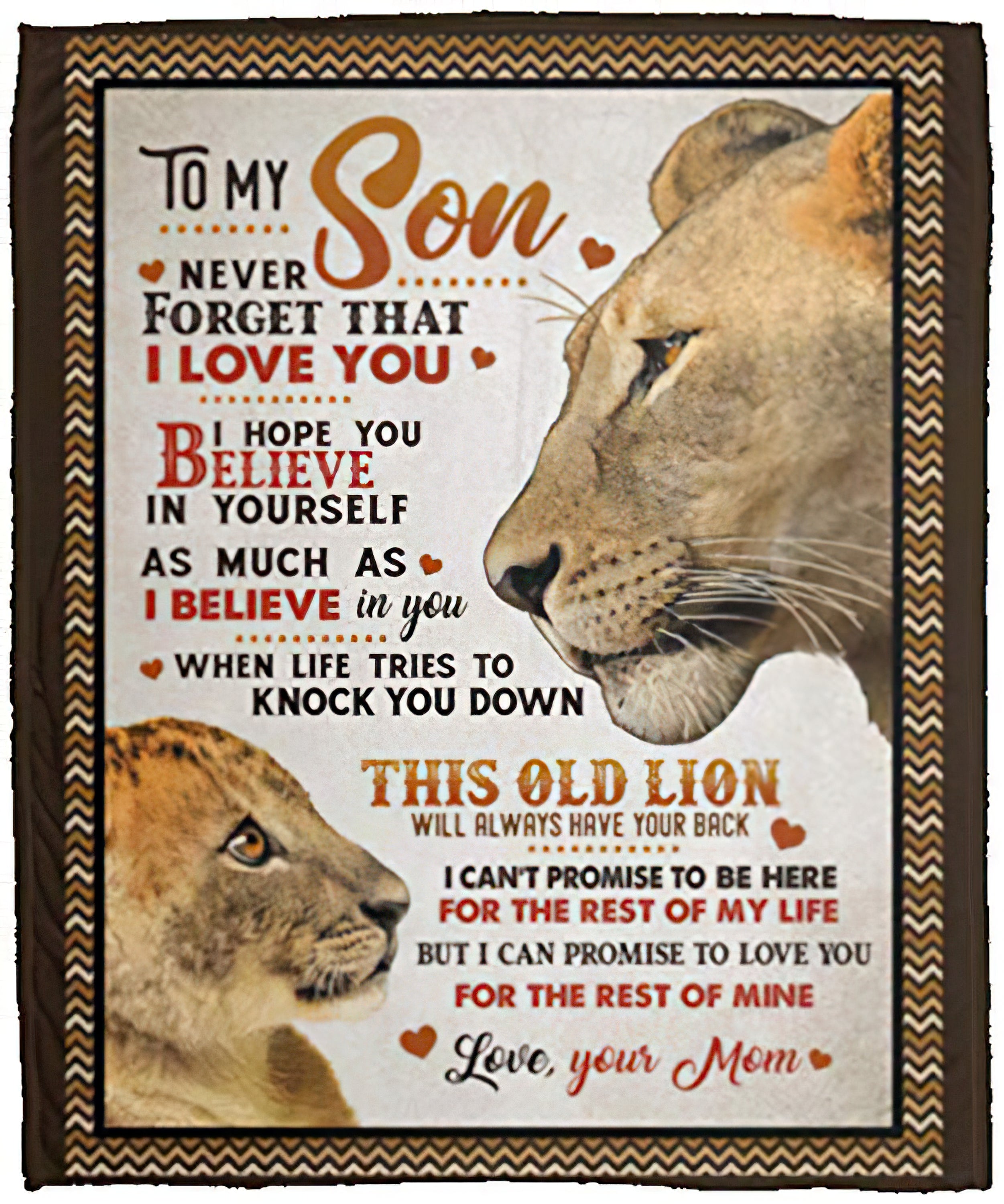 Skitongifts Blanket For Sofa, Bed Throws On Christmas, Birthday To My Son Never Forget That I Love You Hope You Believe In Yourself Old Lion