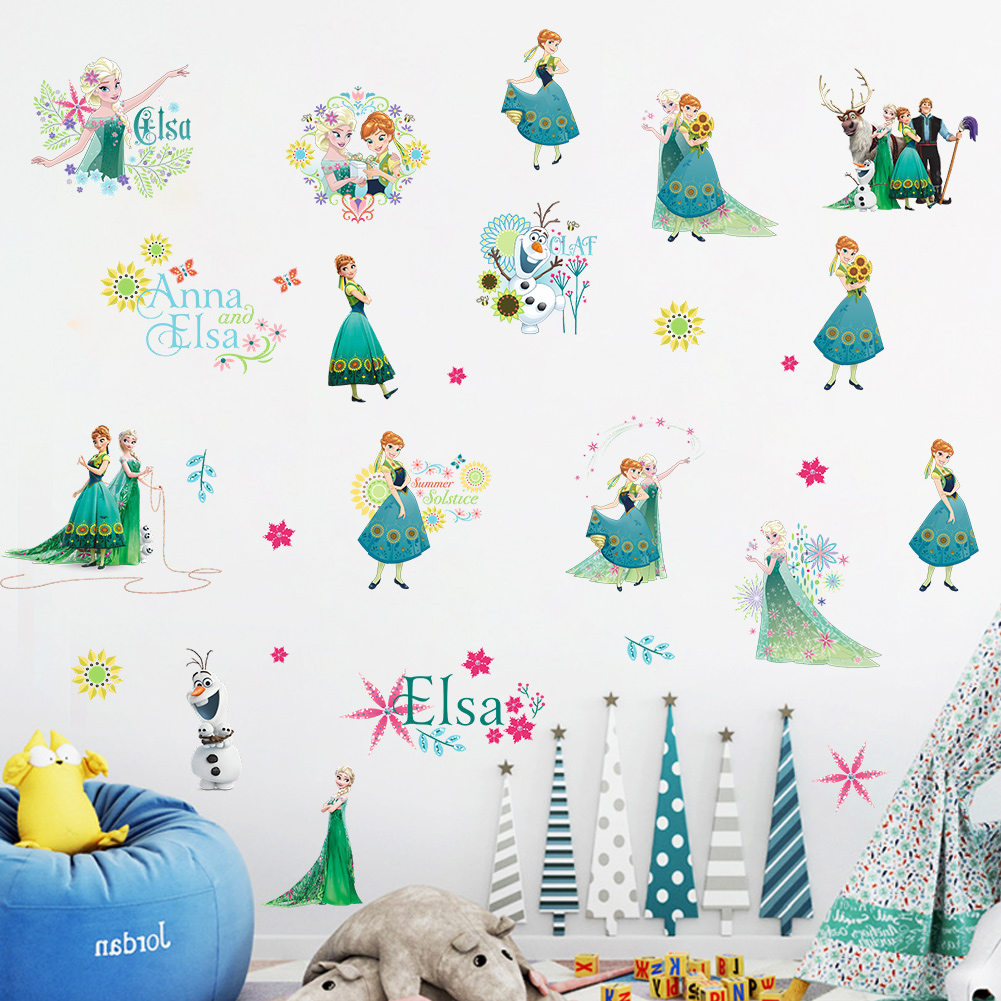 Anime Cartoon Frozen Elsa Anna Princess Wall Stickers Children’s Room Home Decor Stickers Mural Art DIY Girl Gift Poster alx