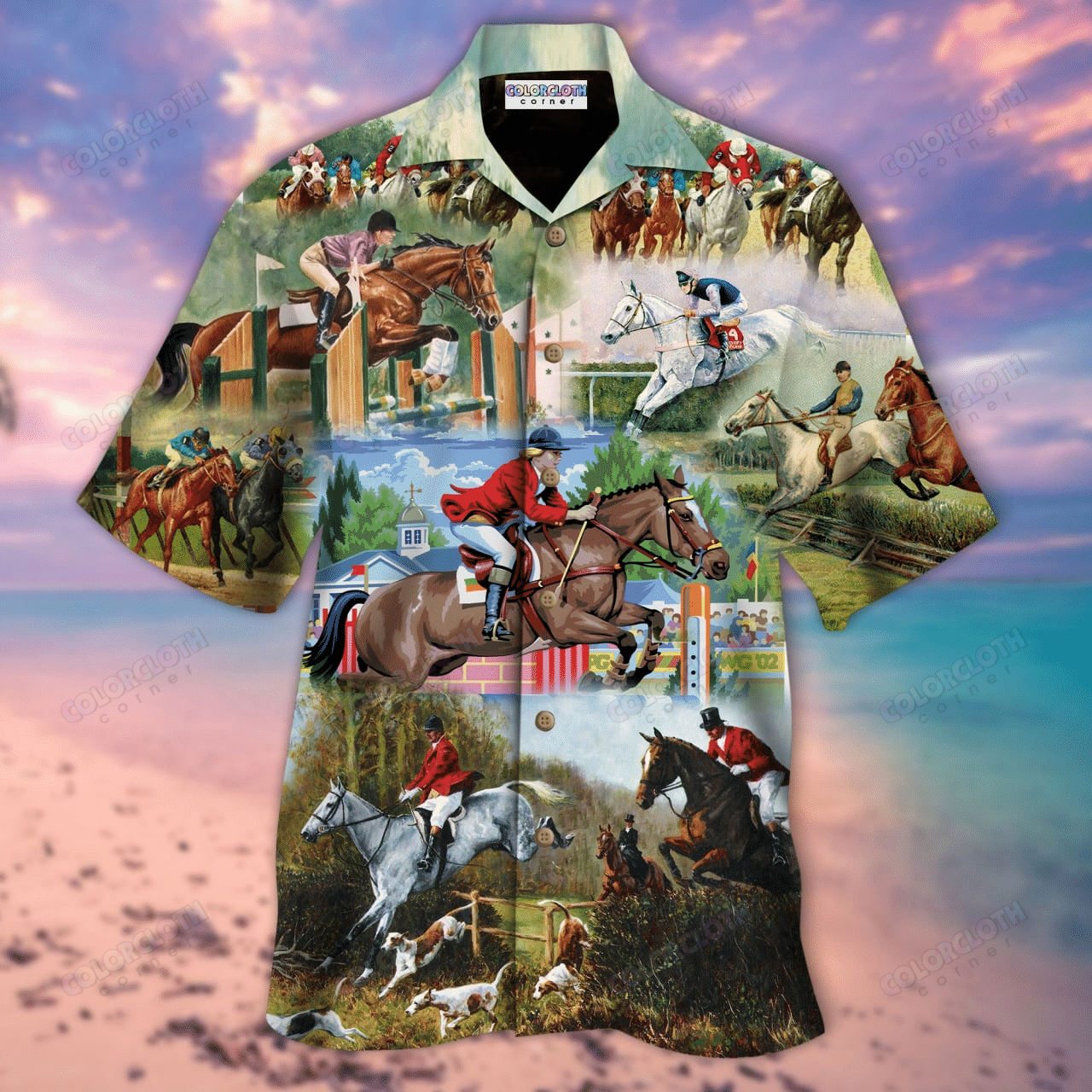 Riding Horse Hawaii Shirt Unisex Adult Ha34347