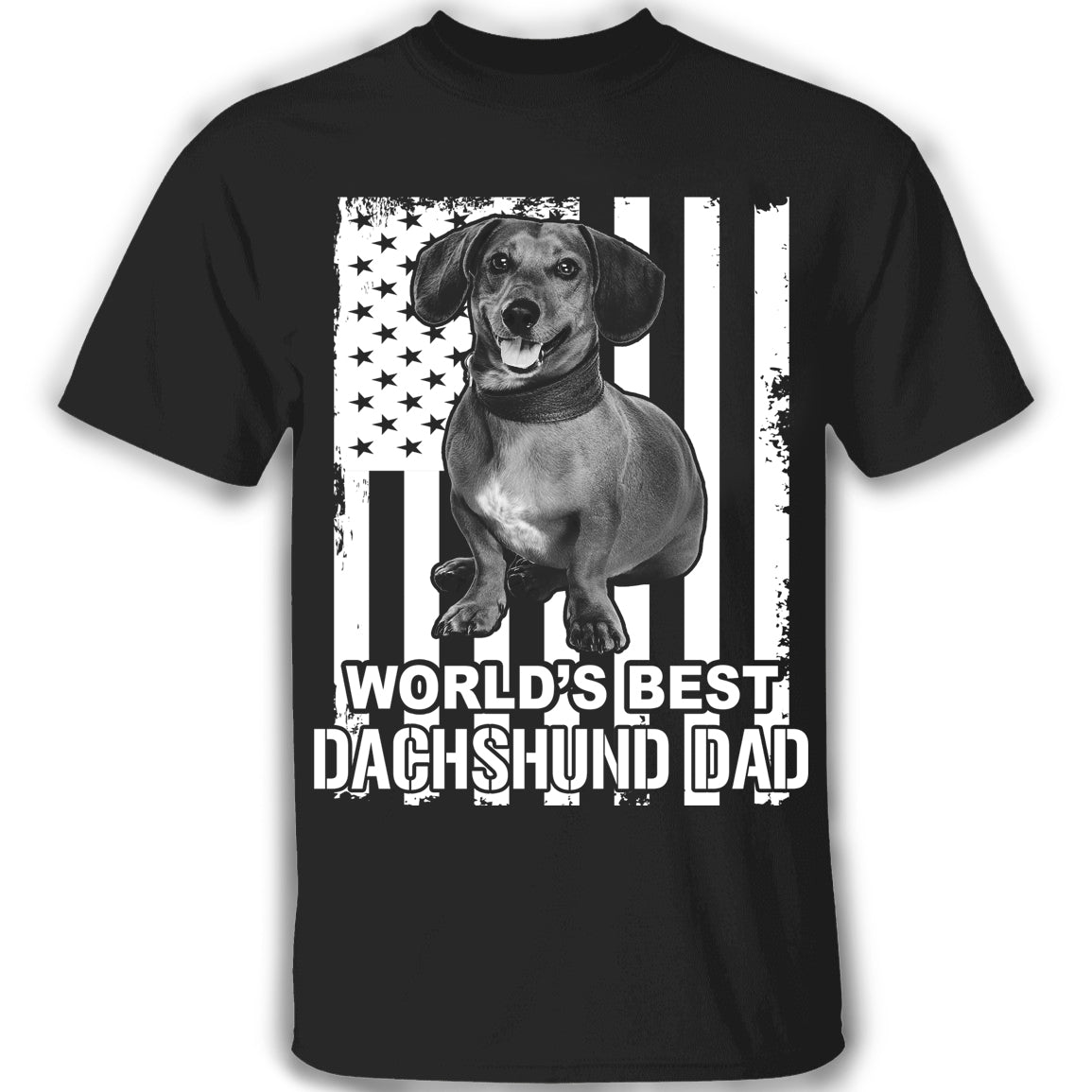 World’s Best Dachshund Dad American Flag Shirt Vintage Tee Shirt For Unisex, Patriotic Gift