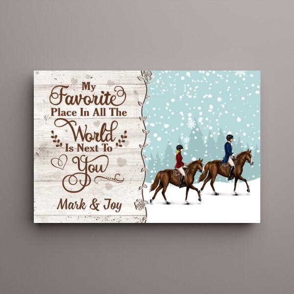 Personalized Canvas, Horse Riding Couple And Friends, Christmas Gift For Horse Lovers