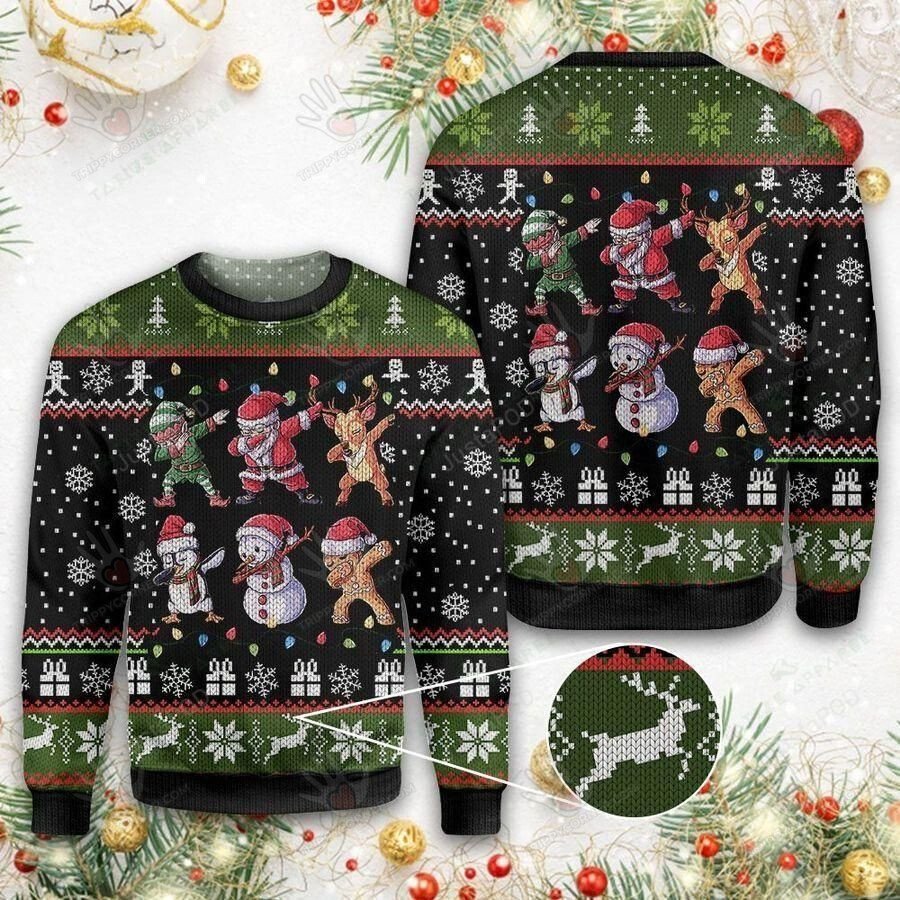 Christmas Character Dabbing Ugly Christmas Sweater, All Over Print Sweatshirt,… Ugly Sweater Christmas Gift