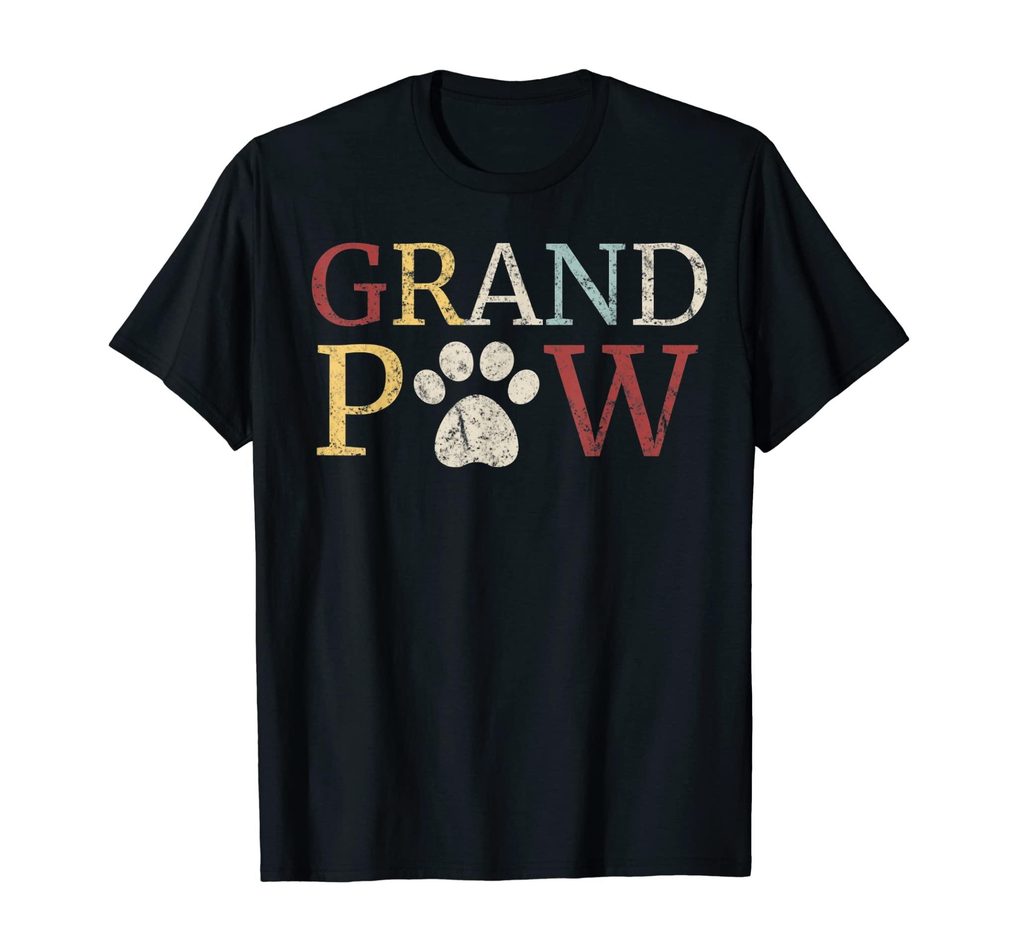 Mens Retro Grand Paw Dog Lover Grandpaw Grandpa Gift T-Shirt