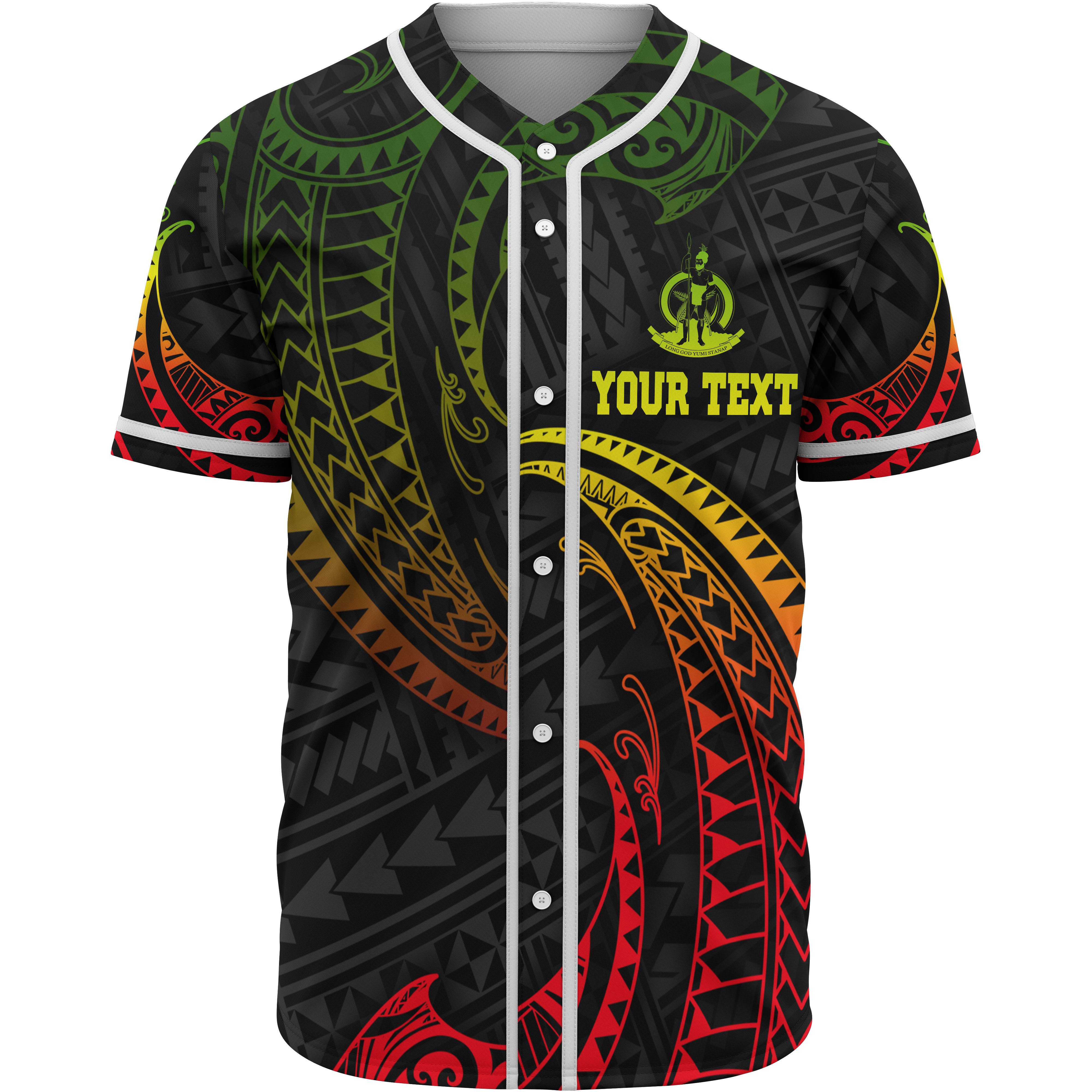 Vanuatu Polynesian Custom Personalised Baseball Shirt – Reggae Tribal Wave – BN12