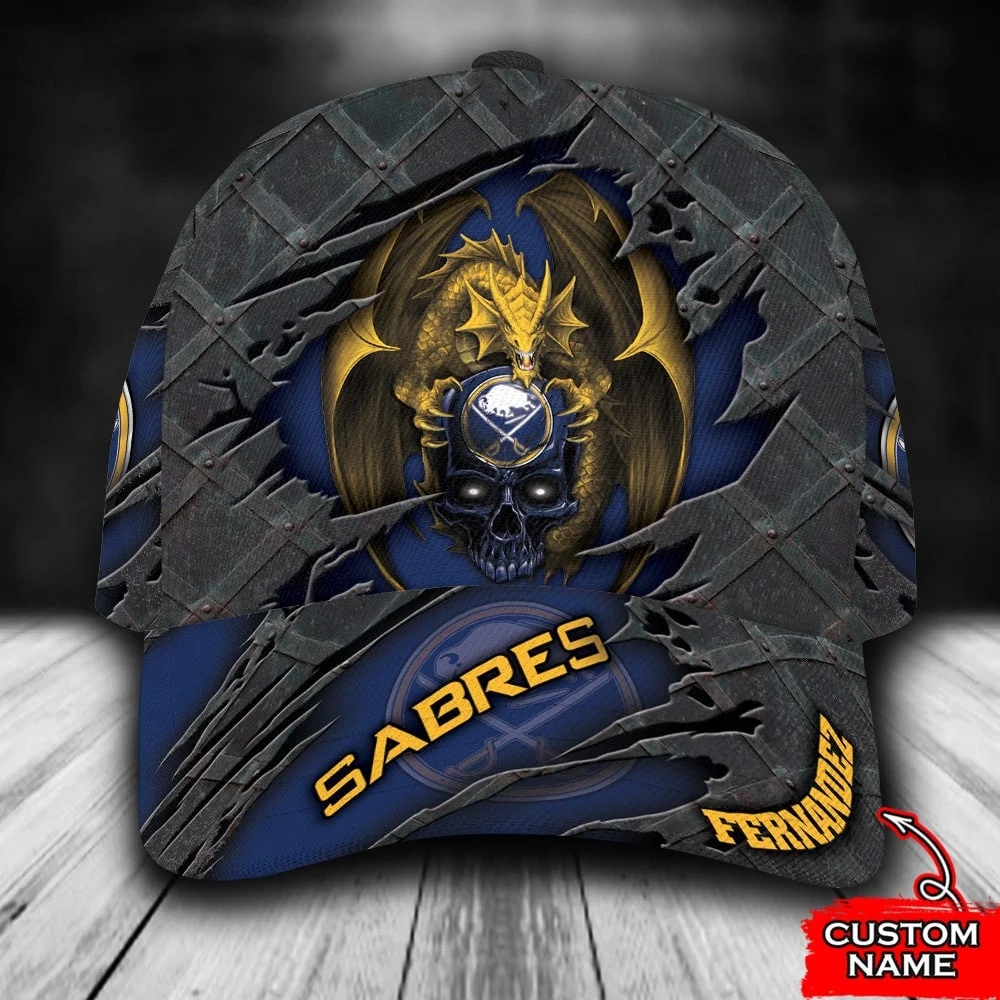 Personalized Buffalo Sabres Dragon Skull All Over Print 3D Baseball Cap – Navy