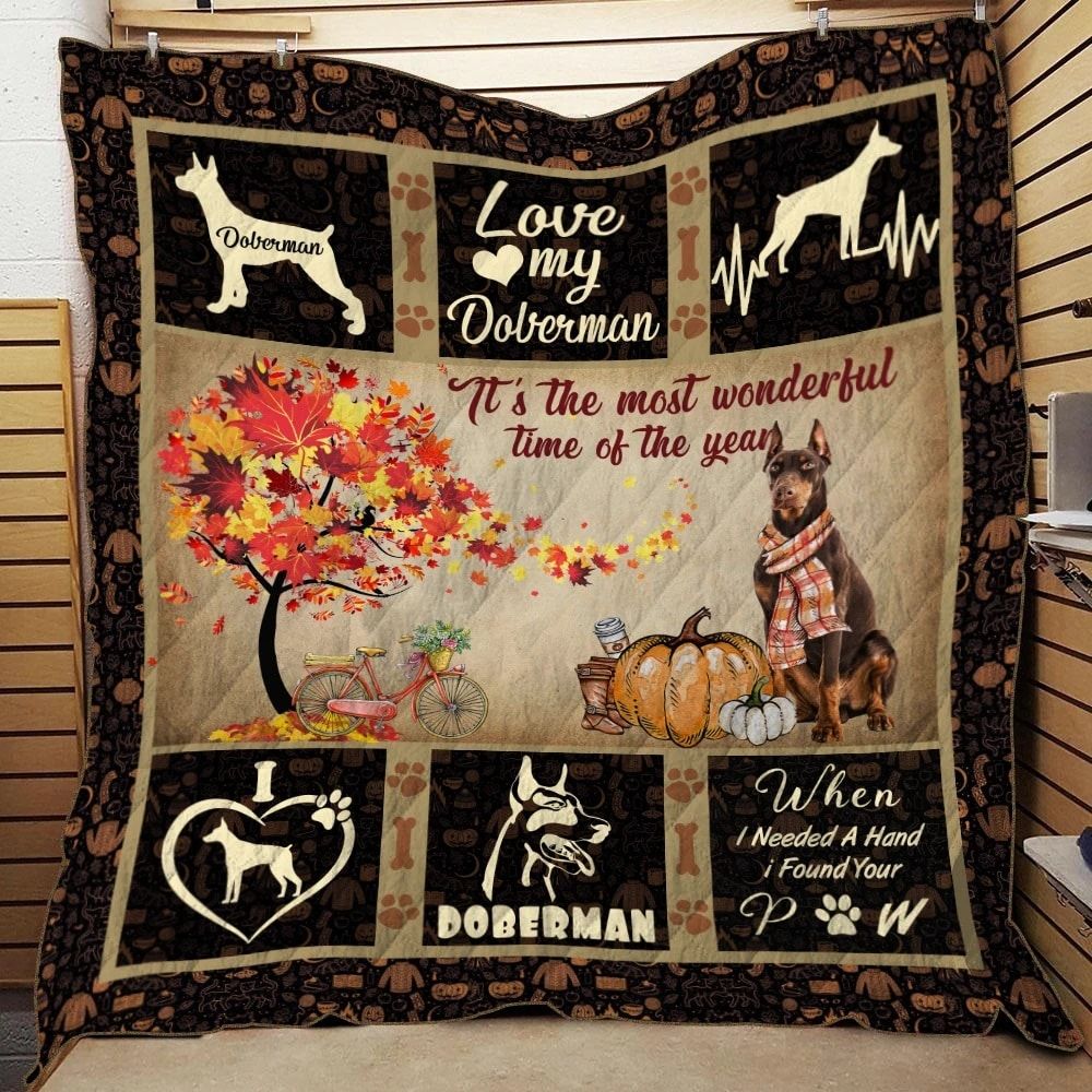 Doberman Time When I With U Quilt Blanket Christmas Christmas Gifts Merry Christmas Holiday Gifts Gift Dhc03011189Dd