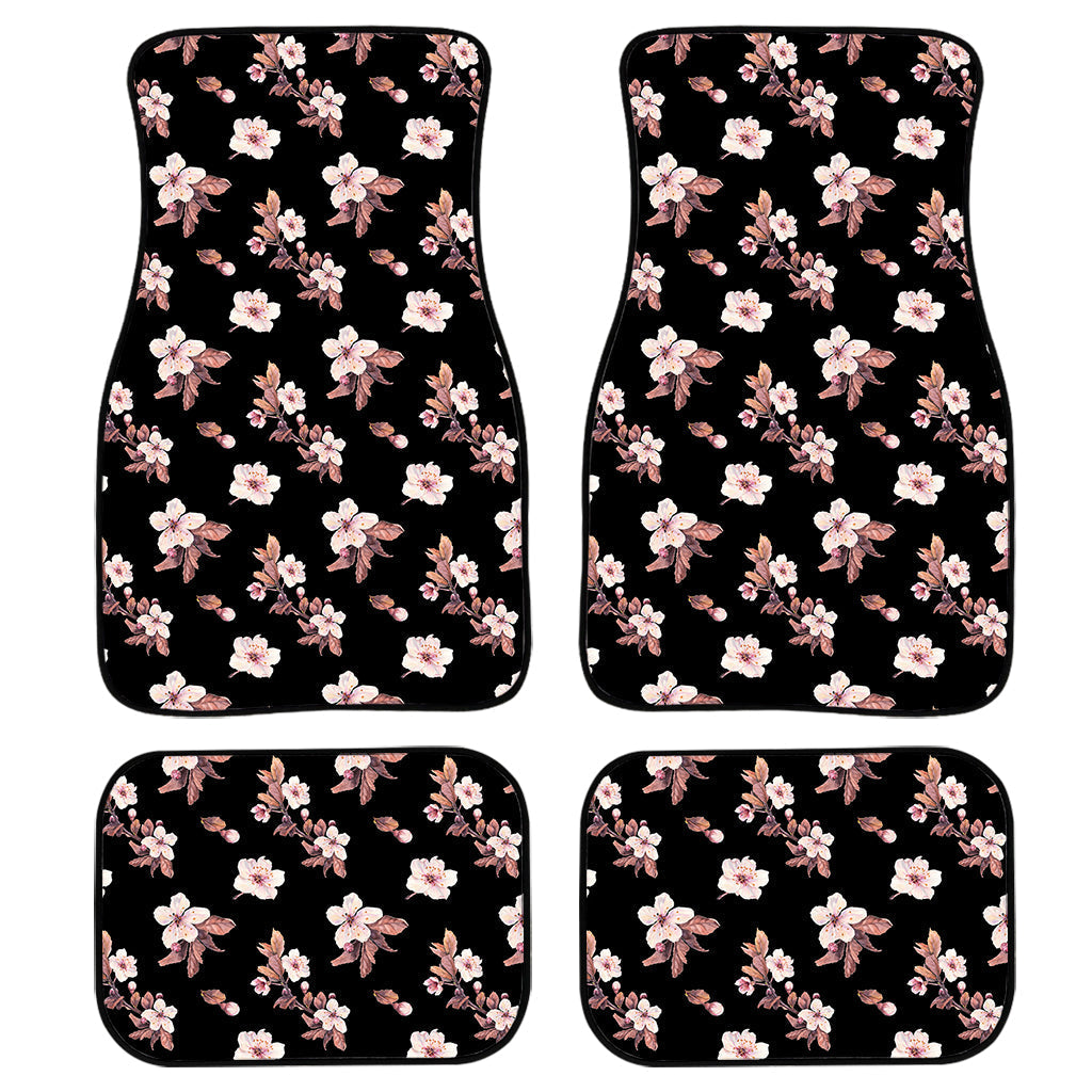 Watercolor Cherry Blossom Pattern Print Front And Back Car Floor Mats, Front Car Mat