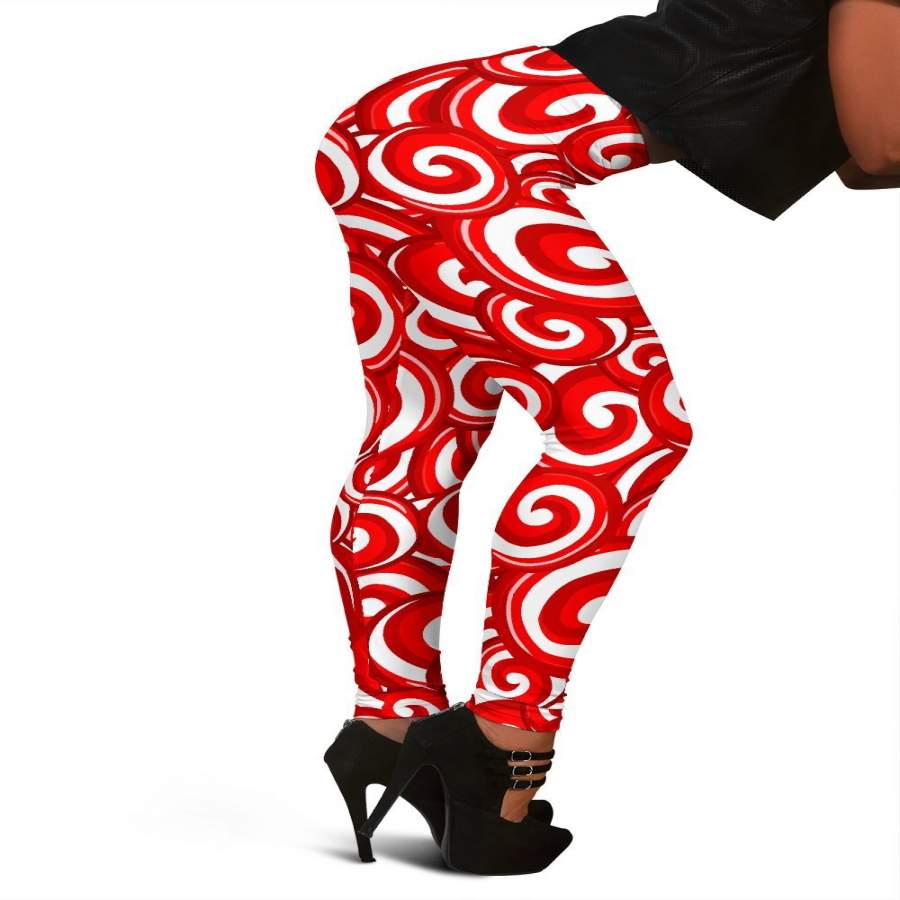 Candy Cane Pattern Print Women Leggings