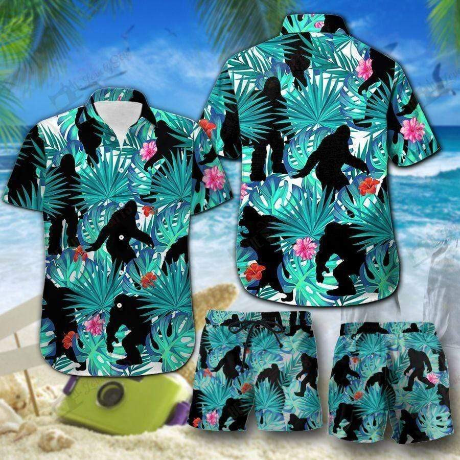 Simple Bigfoot Tropical Hibiscus Hawaii Shirts Swim Trunks Beach Shorts Vi Ha95807