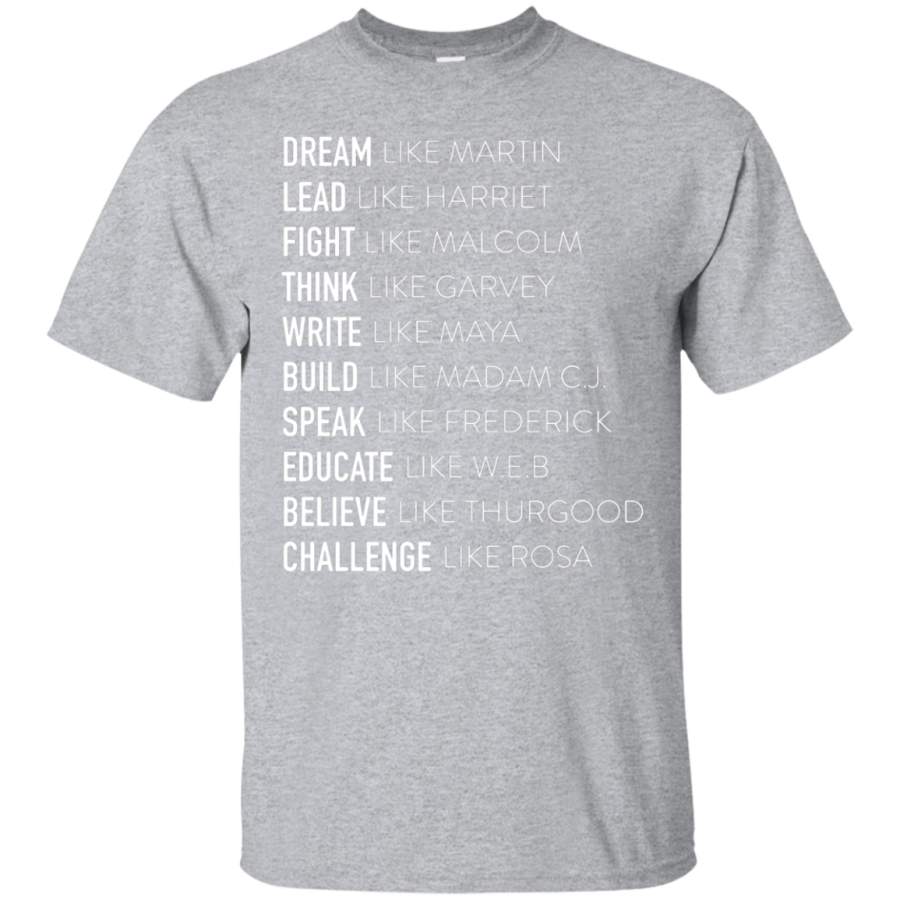 AGR Dream Lead Fight Think Write Build Speak Educate T shirt