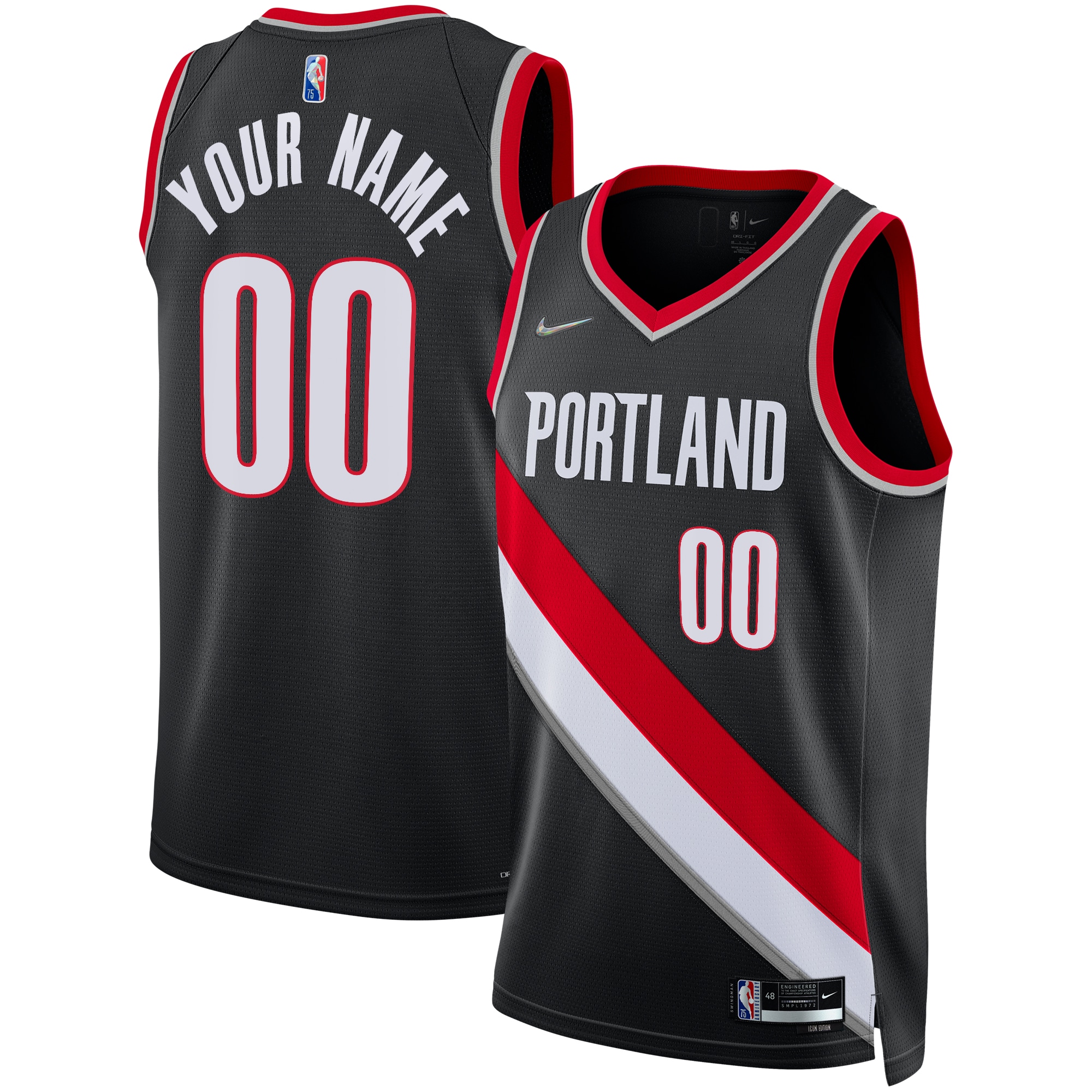 Portland Trail Blazers 2021/22 Diamond Swingman Custom Jersey – Icon Edition – Black