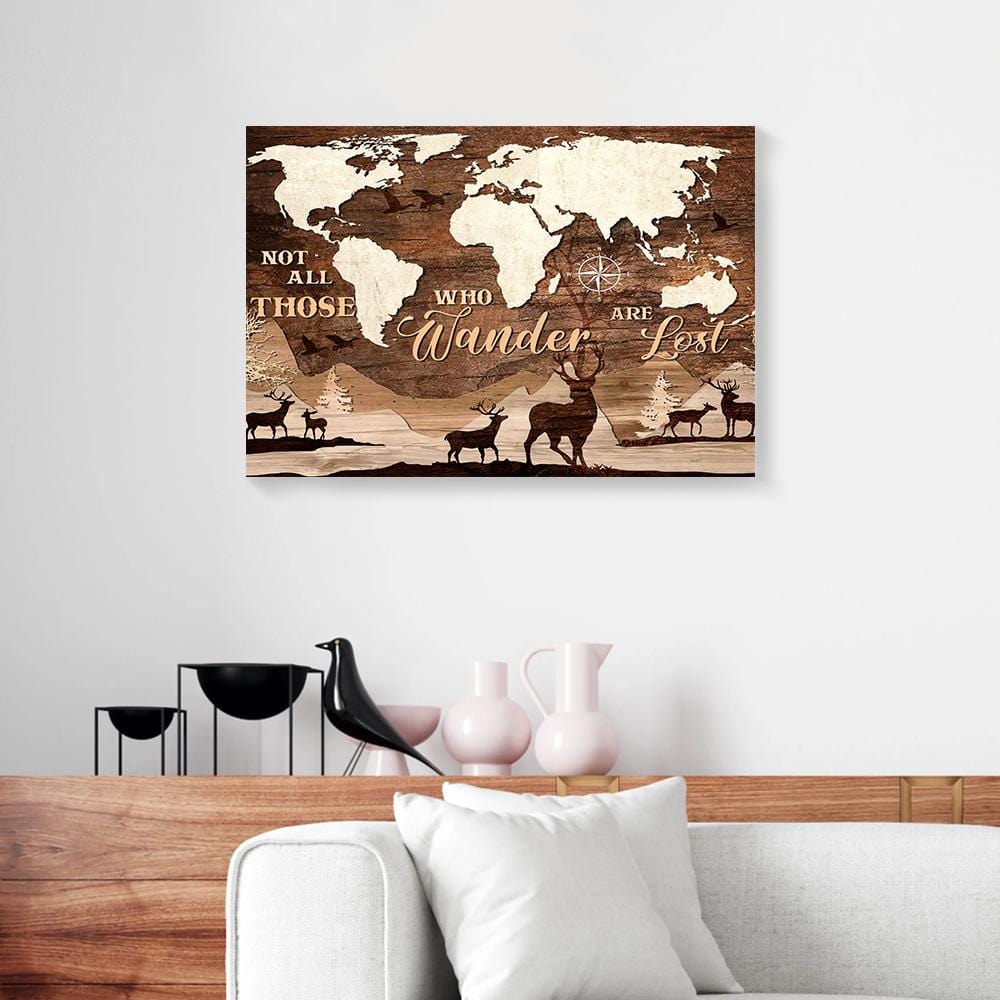 Canvas Prints Hunting World Map Not All Those Deer Wall Art Canvas Wall Art Designs