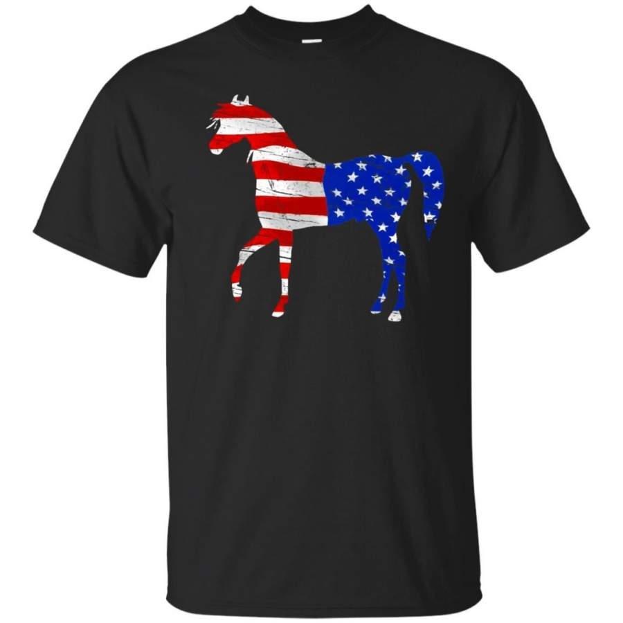 AGR Patriotic Horse USA American Flag T-Shirt 4th of July