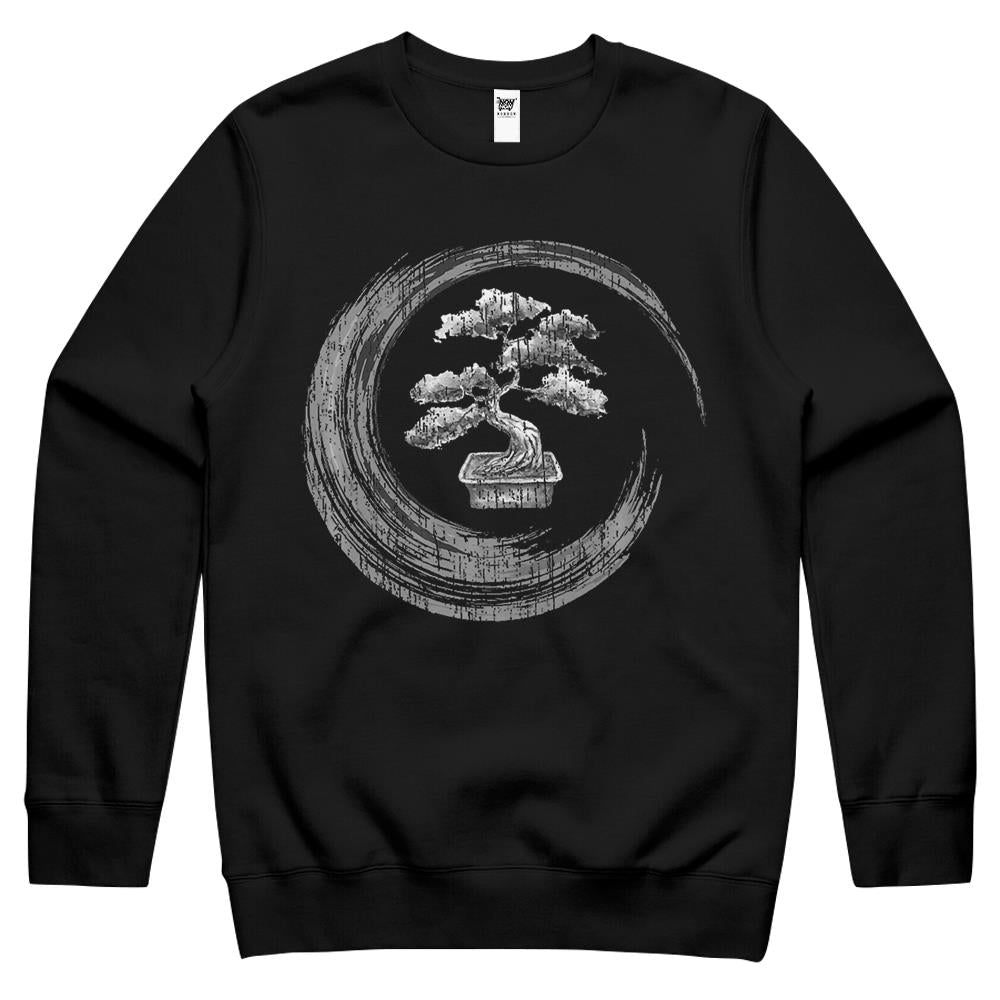 Bonsai Tree Enso Circle T-Shirt Vintage Zen Calligraphy Art Crewneck Sweatshirt