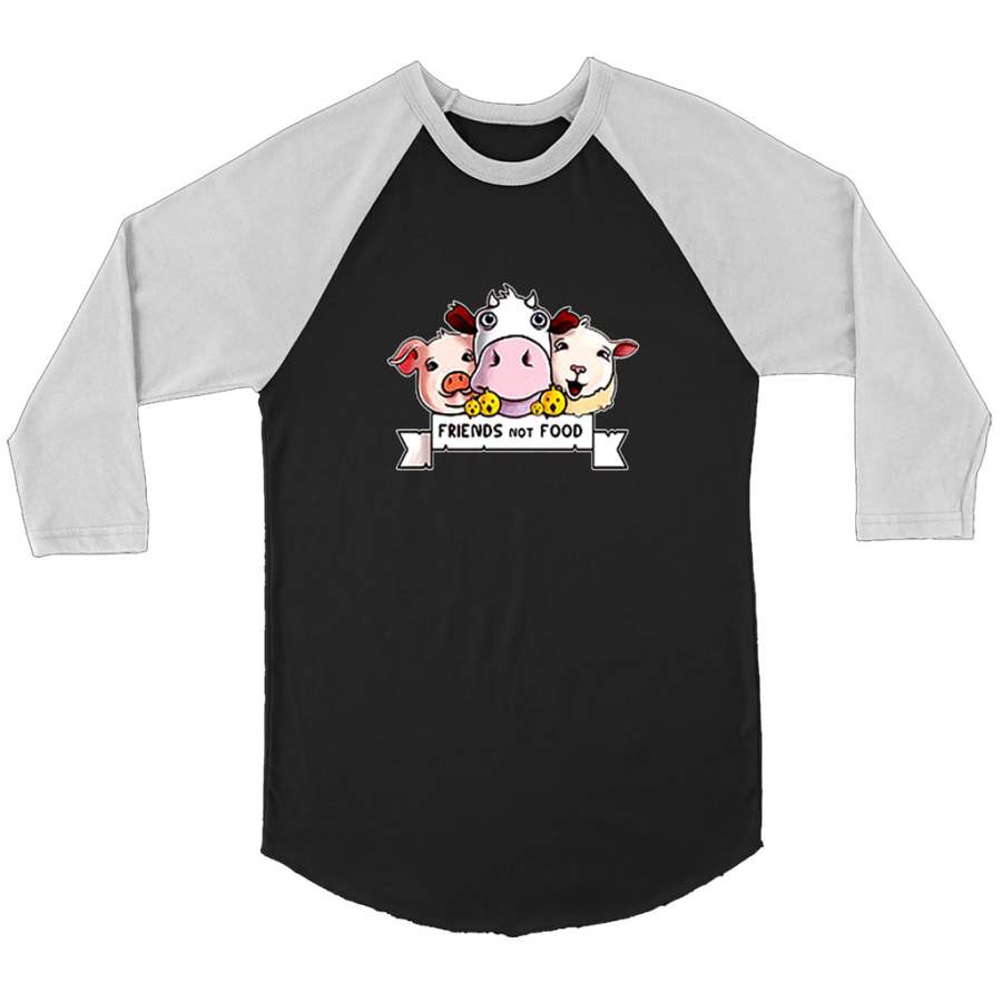 Animal Are Friends Not Food A – Canvas 3/4 Raglan Shirt