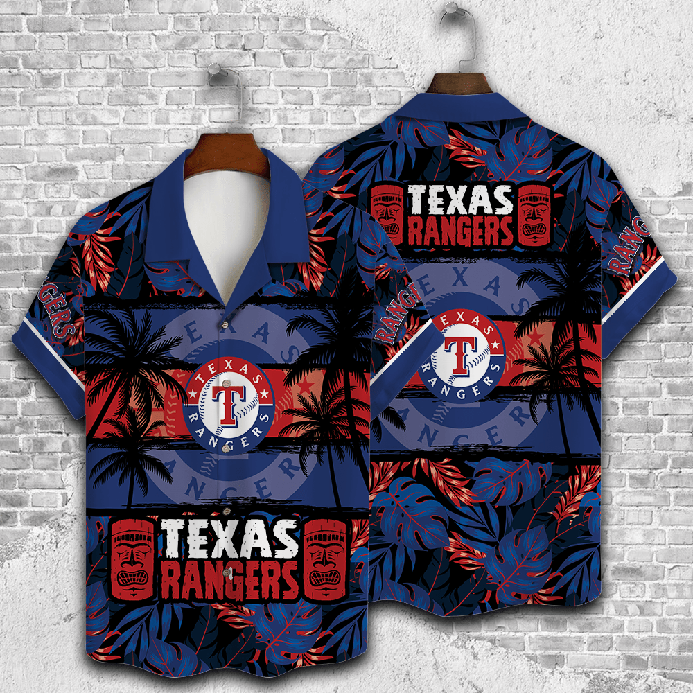 Texas Rangers Palm Tree Aop Hawaiian Shirt V30