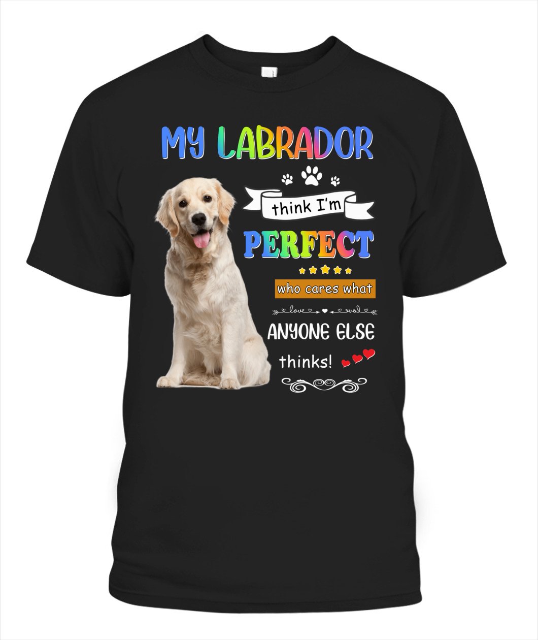 My Labrador Think I’m Perfect  Unisex T Shirt | Full Size | Adult | Black| H3191