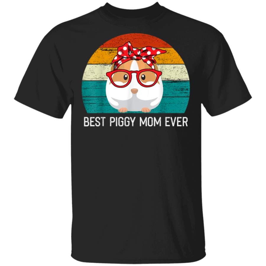 Womens Best Piggy MOM Ever Funny Guinea Pig Vintage Sunset T-Shirt