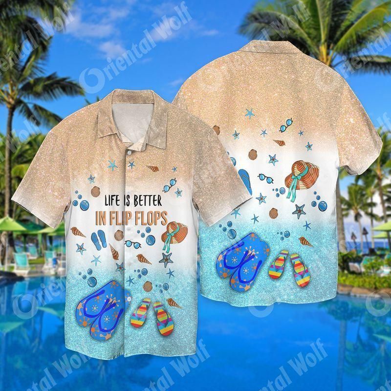 Flops Aloha Hawaii Shirt Colorful Short Sleeve Summer Beach Casual For Men And Women Ha50559