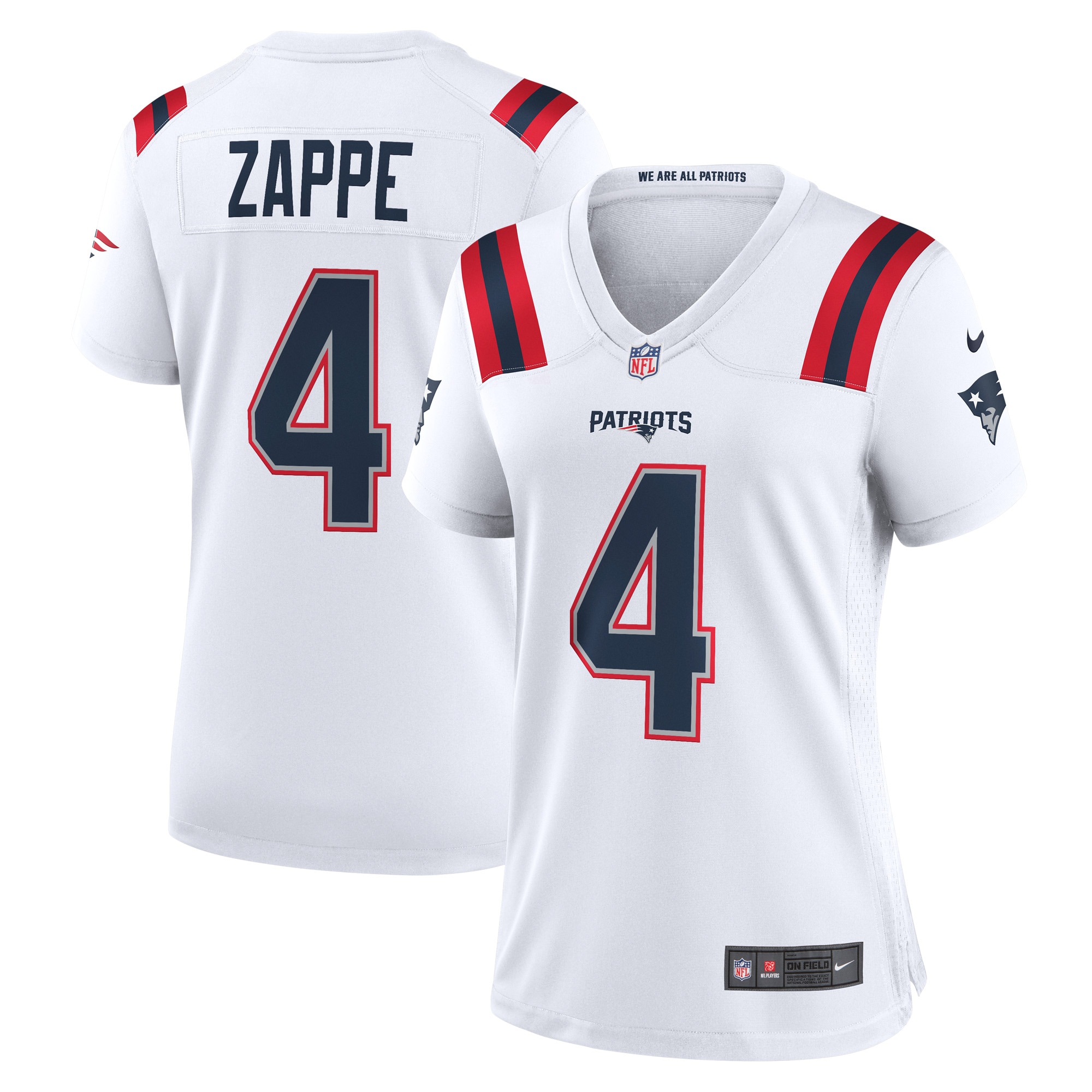 Bailey Zappe New England Patriots Women's Game Player Jersey – White