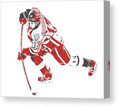 Johnny Gaudreau Calgary Flames Pixel Art 3 Joe Hamilton Canvas Print