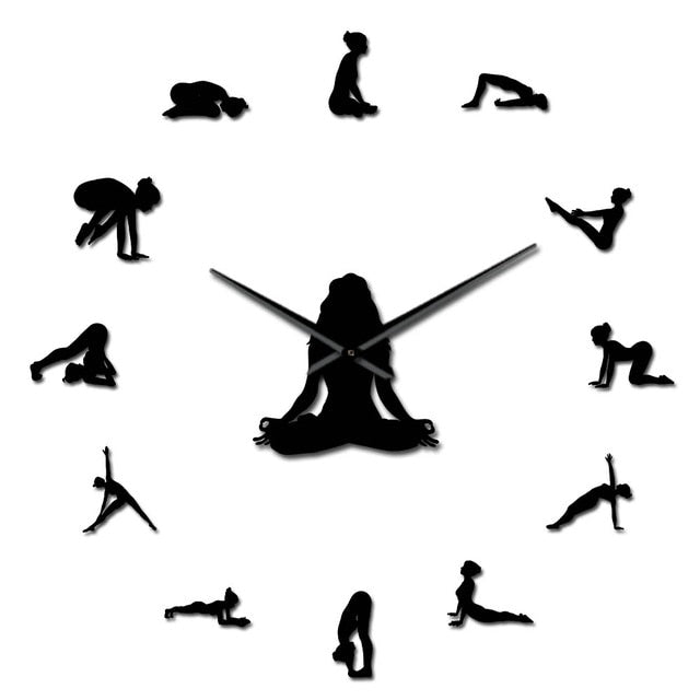 Yoga Girl Design Diy 3D Acrylic Wall Clock Home Decor Wall Clock A49