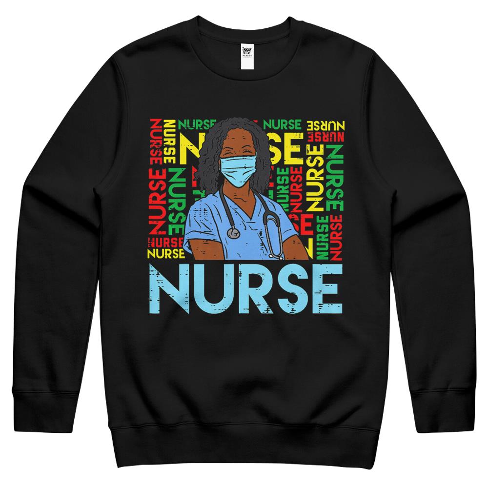 Black History Nurse African American Pride Melanin Bhm Women Crewneck Sweatshirt