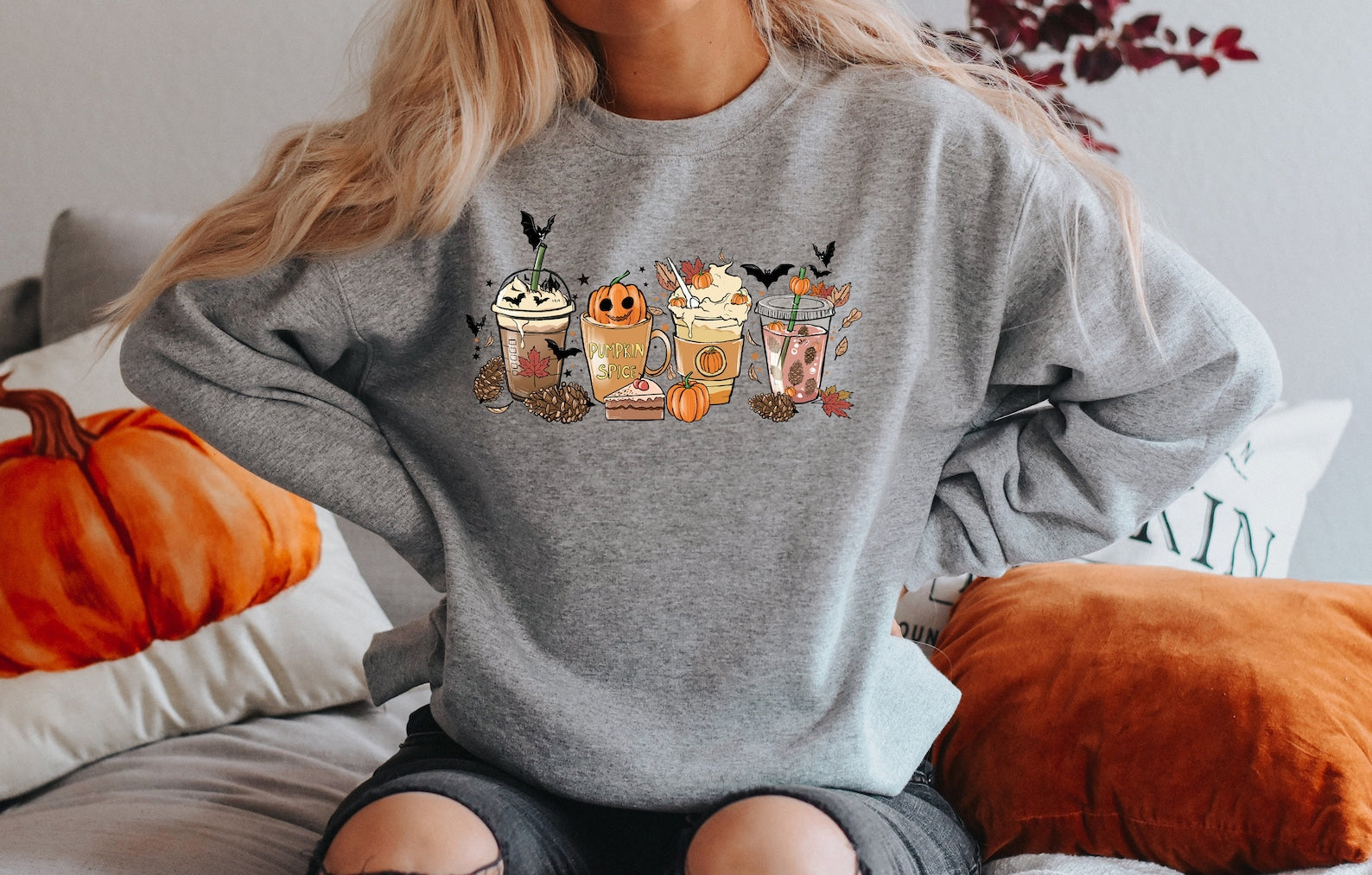 Halloween Coffee Sweatshirt, Fall Coffee Sweatshirt, Halloween Crewneck, Pumpkin Spice Sweatshirt, Coffee Lover Sweatshirt, Pumpkin Coffee Sweatshirt