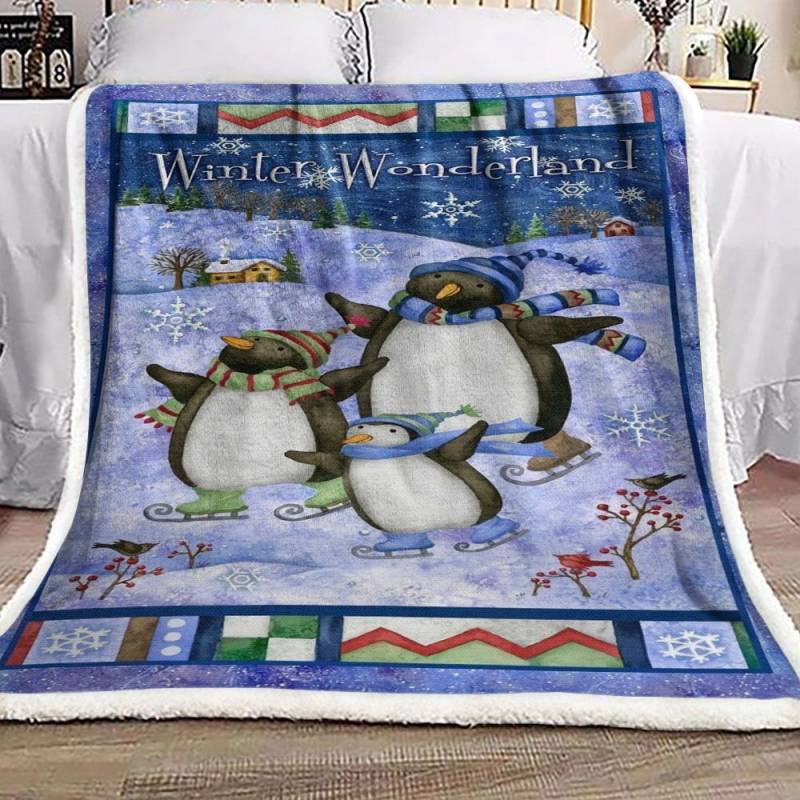 Christmas Penguin BT2111038F Sherpa Fleece Blanket