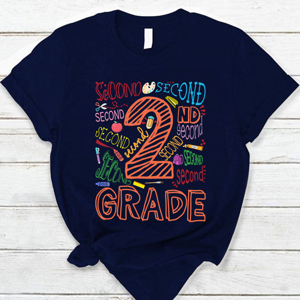 Second Grade Colorful Sketch T-Shirt For Teacher Ph99 Nh00