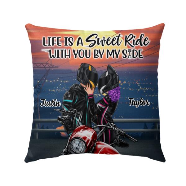 Life Is A Sweet Ride – Personalized Pillow For Couples, Him, Her, Motorcycle Lovers