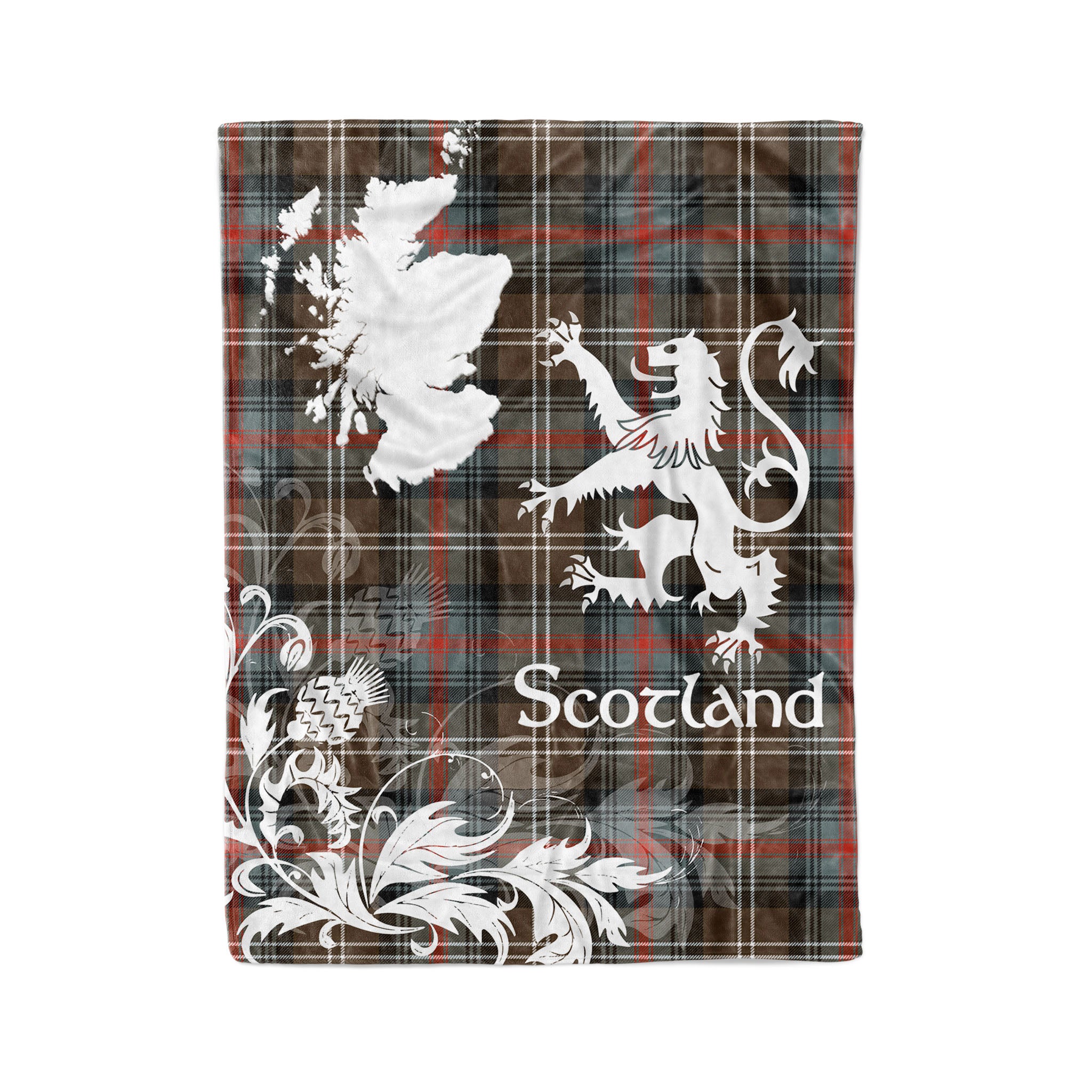 Tartan Plaid Fleece Blanket Tartan Blanket Thistle And Lion Scottish Clan Sutherland Weathered Plaid Blanket