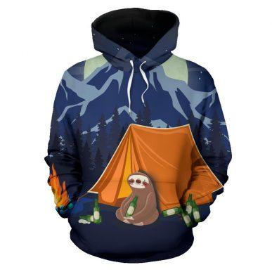 3D Camping Hoodie If I’M Drunk Sloth Dark Blue Full Size