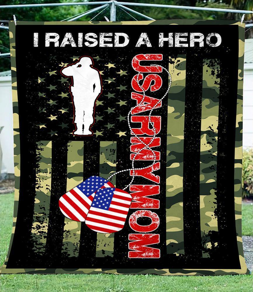 Us Army Mom I Raised A Hero   –  Gift For Unique Gifts Home Decor Gift For Family – Sherpa Blanket Fleece Blanket