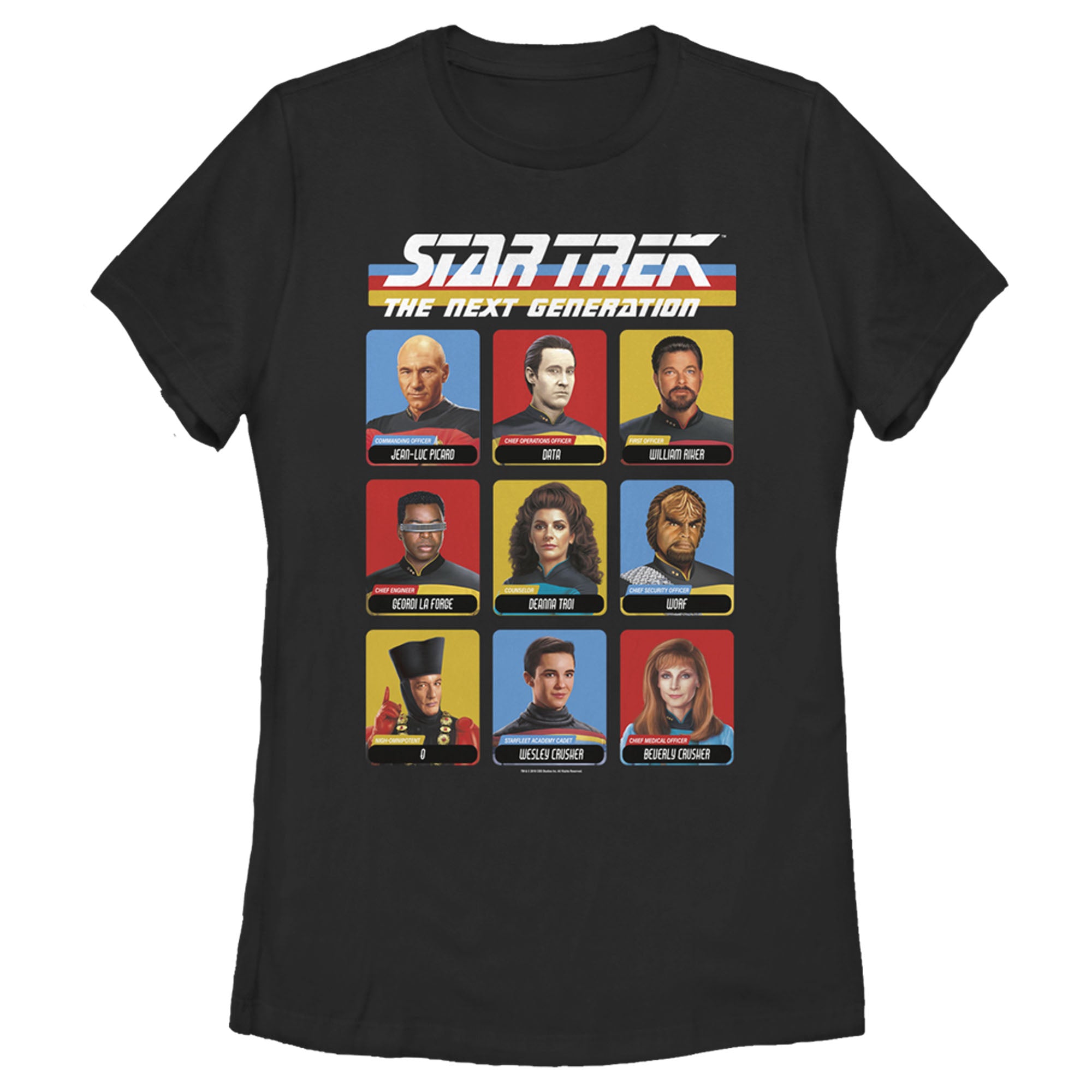 Women’S Star Trek: The Next Generation Starfleet Crew Portraits Playing Cards Frame T-Shirt