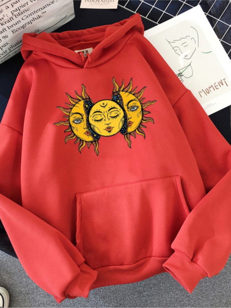 Sun and Moon Hoodie vintage Women’s Hooded Sweatshirt Winter Harajuku Oversize Ladies Gothic Loose Sweatshirt Streetweaer Hoodie alx